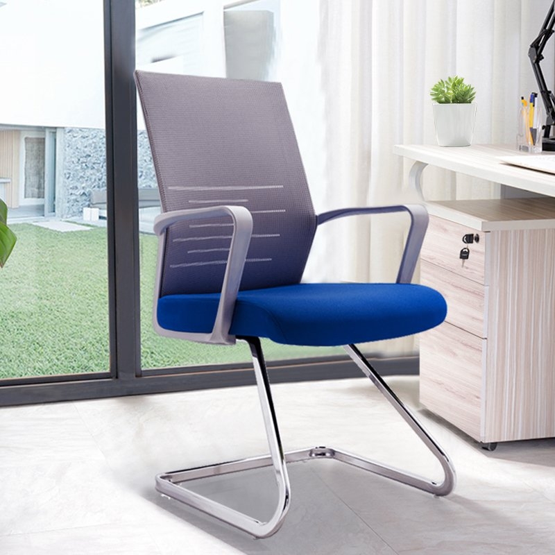 Ergonomic Chair Grey Mesh Wood Sled Base High Back