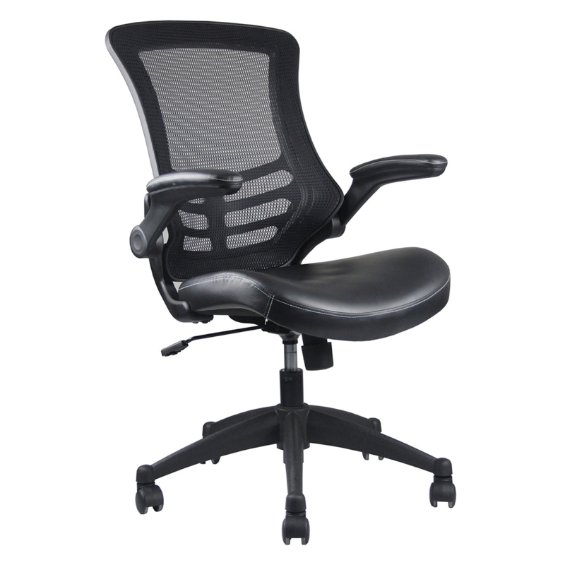 Ergonomic Office Chair Black Mesh Adjustable T-Arms Contoured