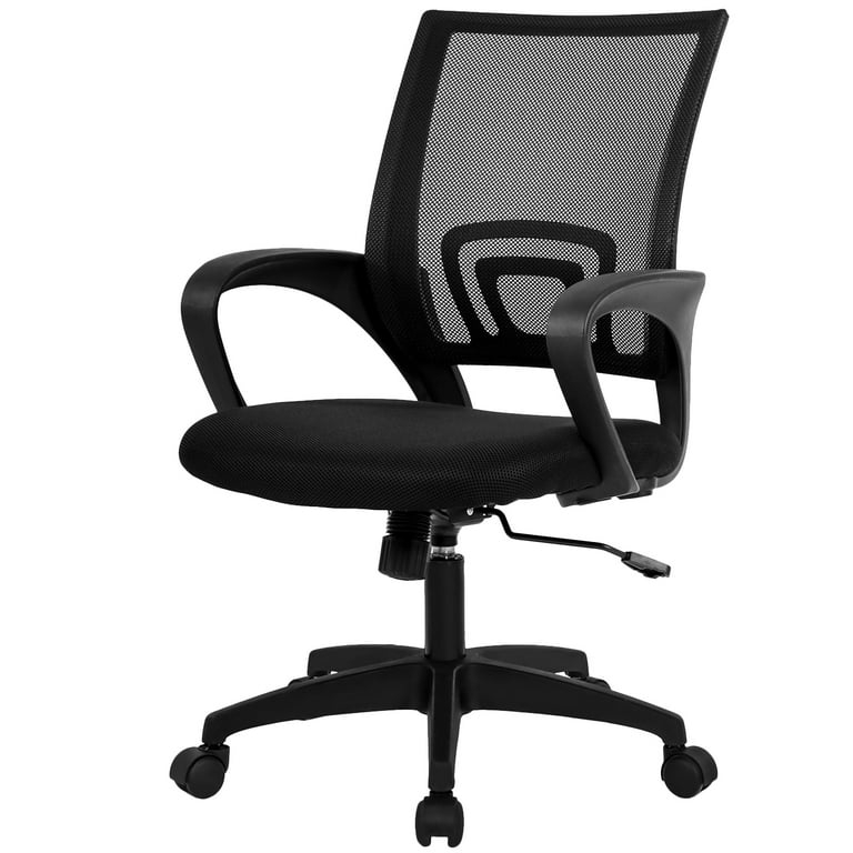 Ergonomic Office Chair, Black Mesh Back, Adjustable Headrest, Polished Base