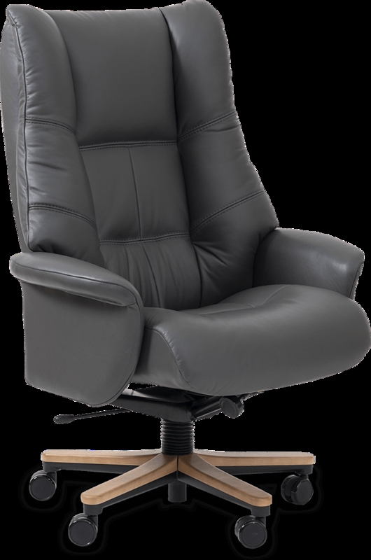 Ergonomic Office Chair Set Black Leather with Matching Ottoman