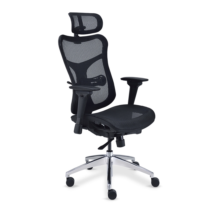 Ergonomic Office Chair Silver Grey Frame All Mesh Modern Seating