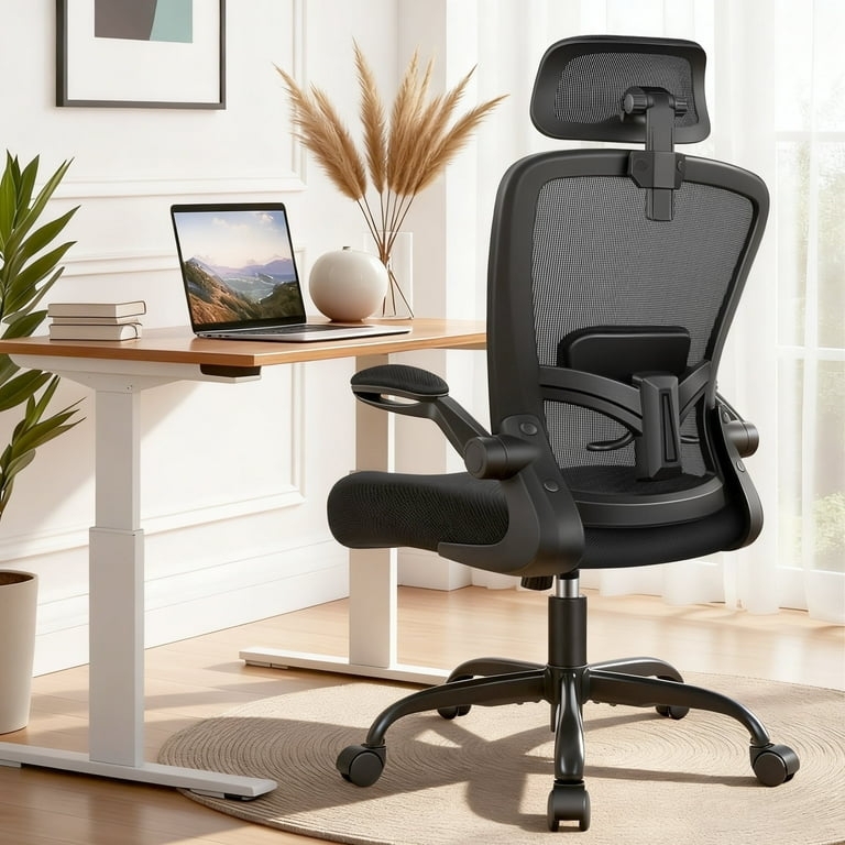 Ergonomic Office Chair with Flip-Up Armrests and Headrest