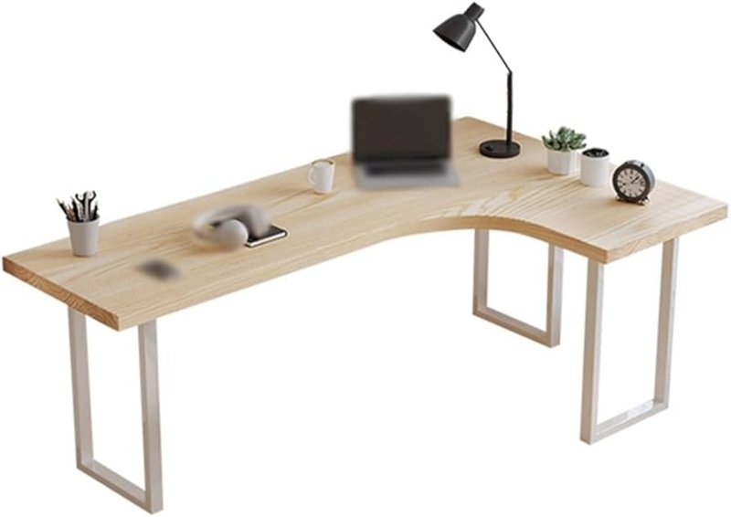 Espresso L-Shaped Desk with X-Frame Support for Home Office