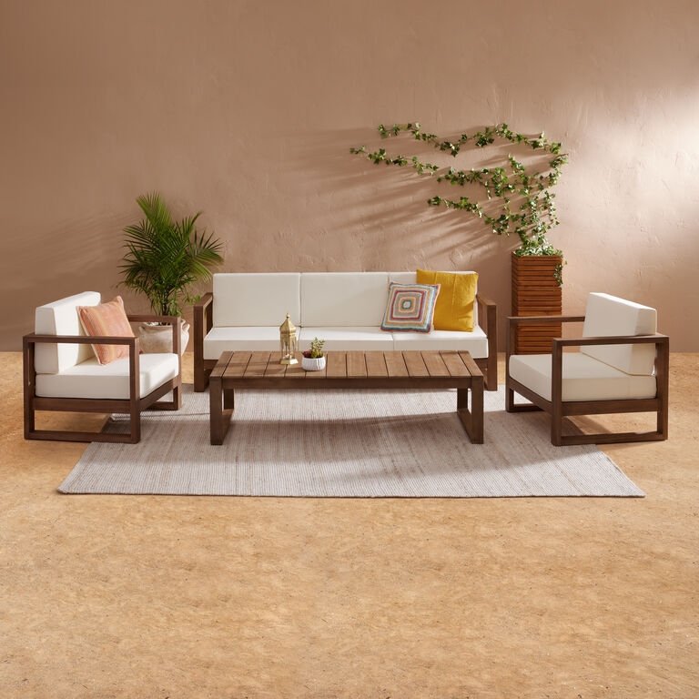 Eucalyptus Wood Outdoor Furniture Set Slatted Honey Toned Finish