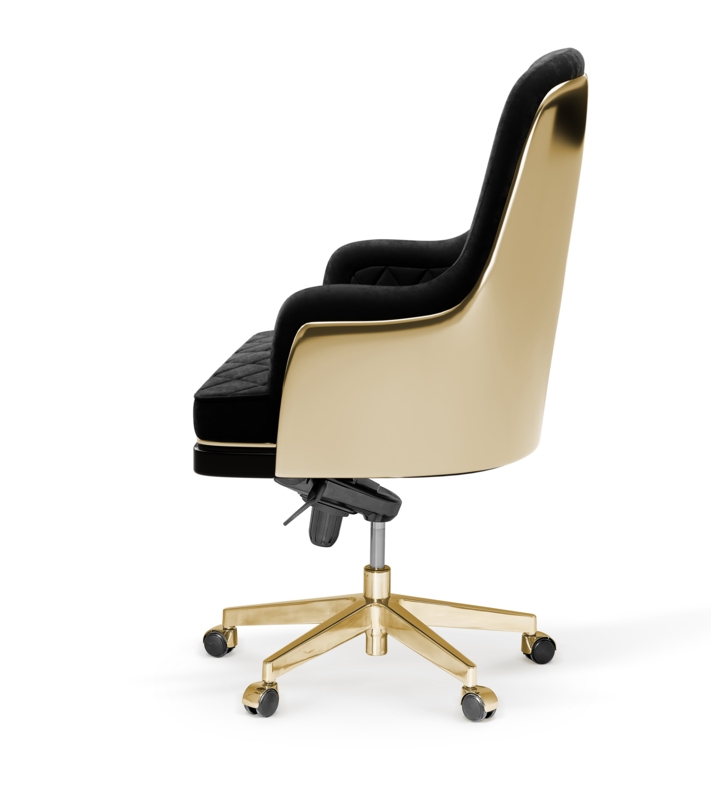 Executive Chair Black Diamond Tufting Polished Frame Dramatic