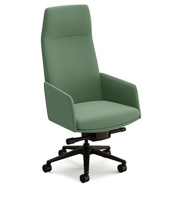 Executive Chair, Black High-Back with Horizontal Stitching and Chrome Accents