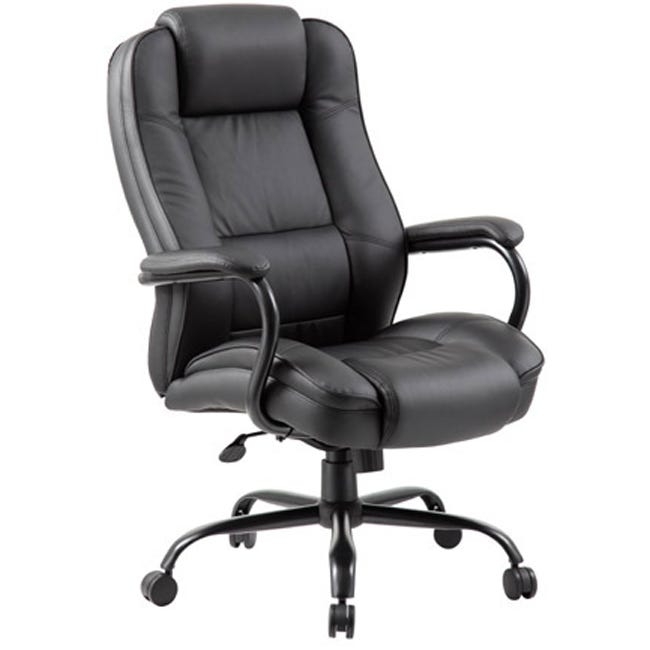 Executive Chair Black Padded Loop Arms Chrome Base High Back Swivel