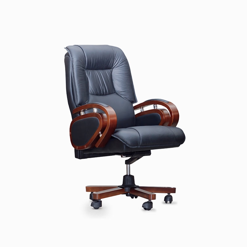 Executive Chair Brown Diamond Tufting Polished Chrome Base High Back