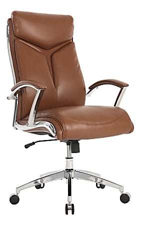 Executive Chair Channeled Stitching Chrome Frame Slim Profile