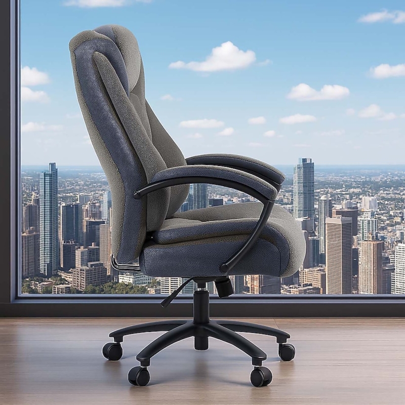 Executive Chair Charcoal Gray Integrated Headrest Ergonomic High Back