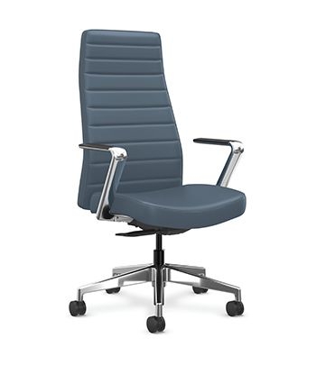 Executive Chair, Charcoal Gray with Channeled Stitching and Loop Arms