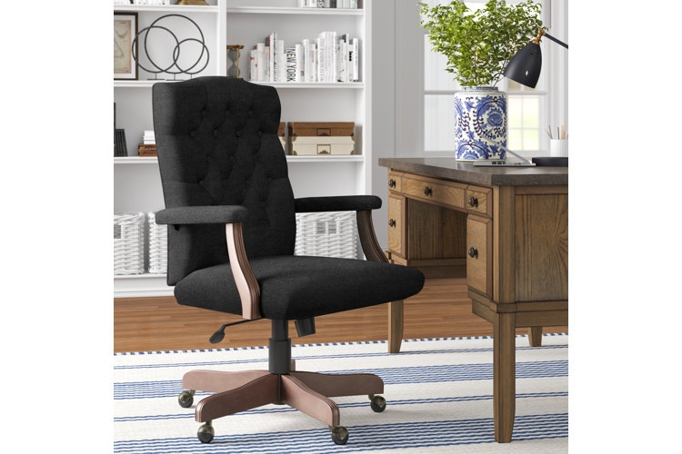 Executive Chair Cream Ribbed Upholstery Walnut Bentwood Shell Mid-Century