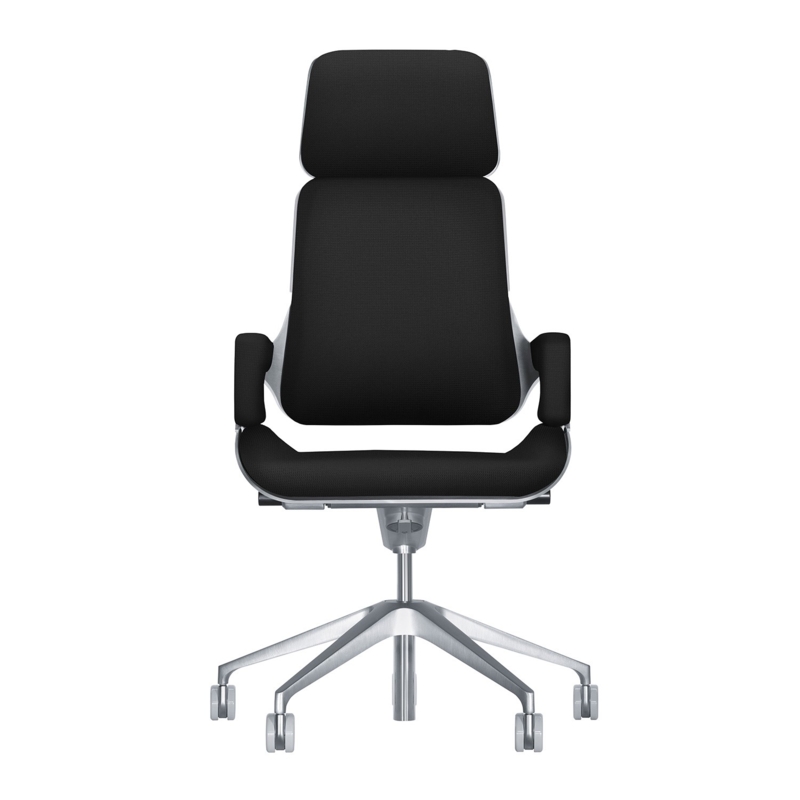 Executive Chair Futuristic Minimalist Metallic Outer Shell White Silver.