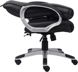 Executive Chair High Back Silhouette Padded Armrests Leather Like Black