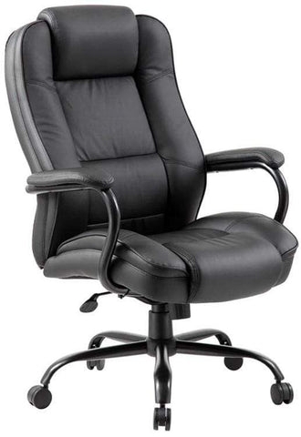 Executive Chair Horizontal Ribbed Stitching Polished Base Leather Like