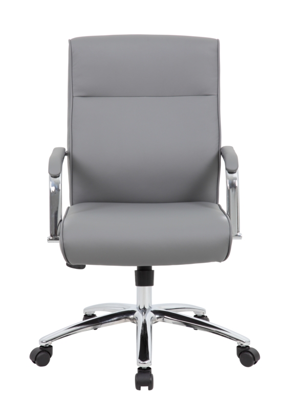 Executive Chair Modern Leather Like Stitching Chrome Frame