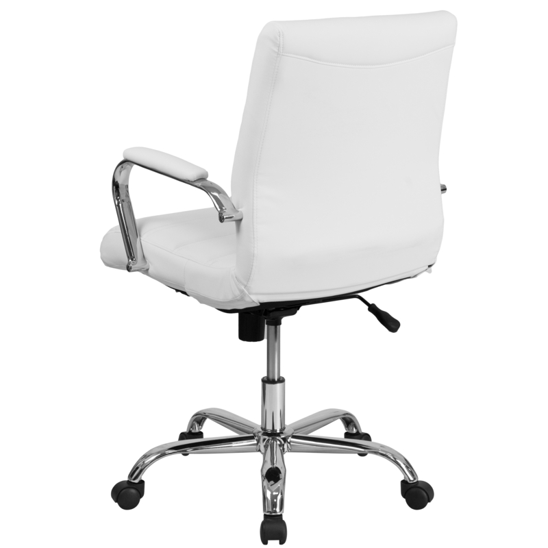 Executive Chair Padded Arms High Back Ribbed Stitching Swivel Base