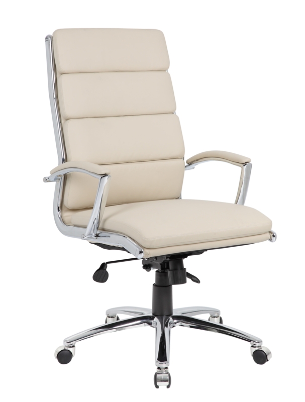 Executive Chair Padded Loop Arms Horizontal Ribbed Stitching