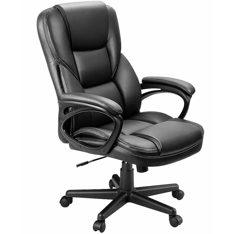 Executive Chair Ribbed Stitching Polished Chrome Base Integrated Headrest