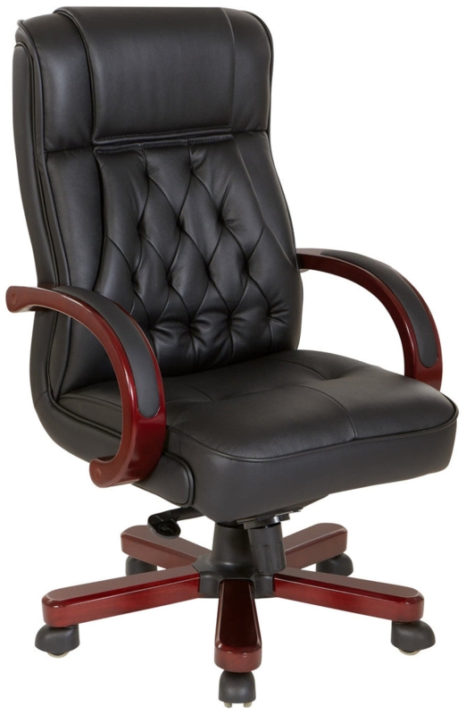 Executive Chair: Traditional Black Leather-Like with Vertical Stitching.