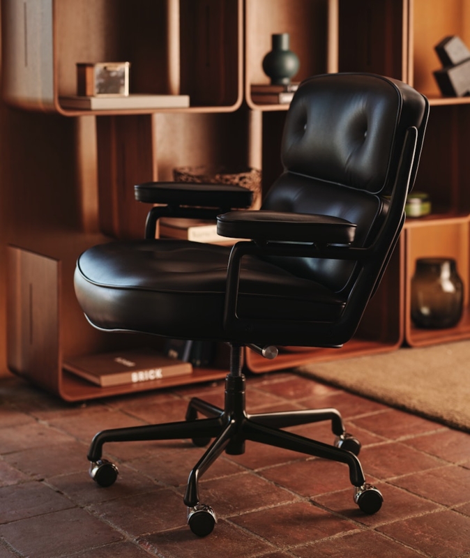 Executive Chair Tufted Cushions Polished Metal Mid-Century Modern