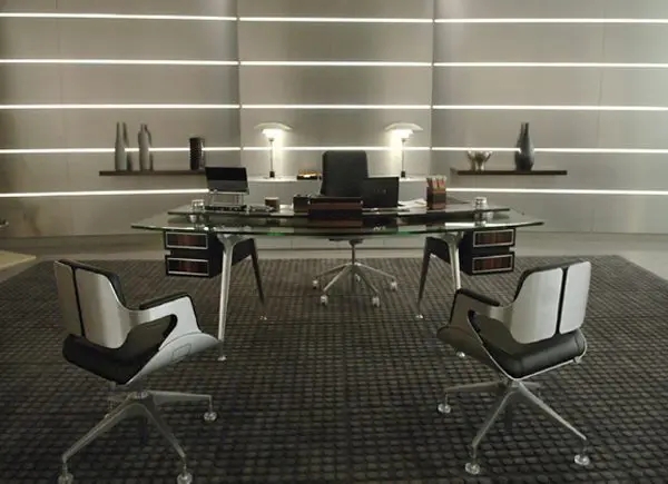 Executive Chair White Executive Seating Continuous Metallic Frame.