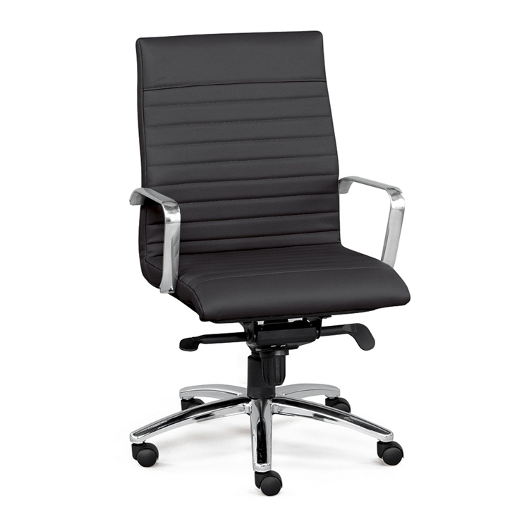 Executive Chair Williamsburg Blue Ribbed Upholstery Polished Chrome