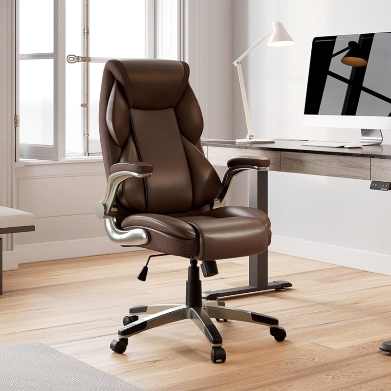 Executive Chair with Flip-Up Arms and Diamond Quilted Upholstery