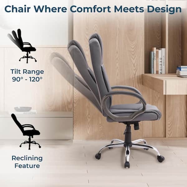 Executive Chairs Set of Two Charcoal Gray Channel Tufting Sleek Style