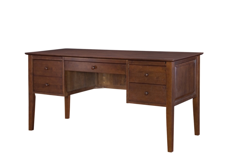 Executive Desk 60 Inch Seven Drawers Pedestal Base Recessed Pulls