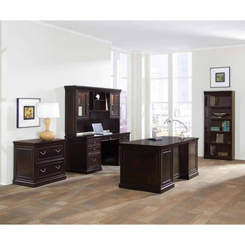 Executive Desk Bow Front Double Pedestal Base Wood Veneer Professional