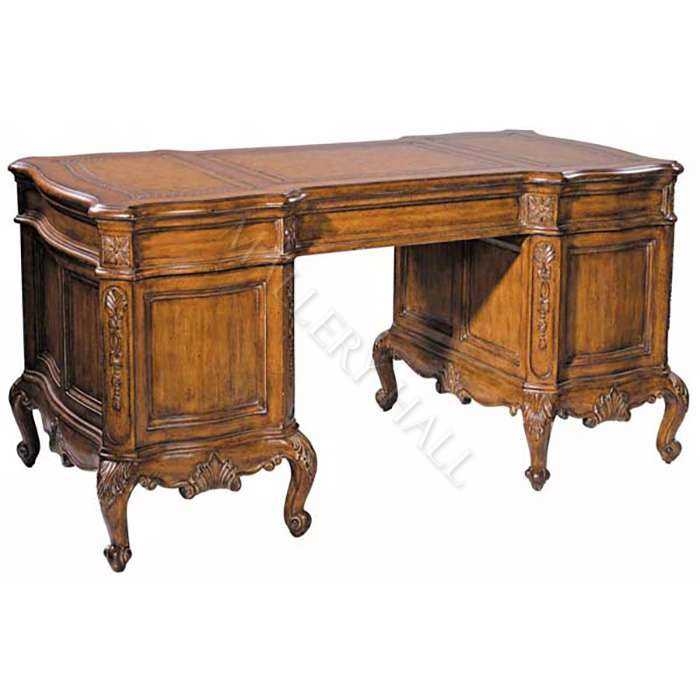 Executive Desk Carved Pilasters Pedestal Silhouette Mahogany