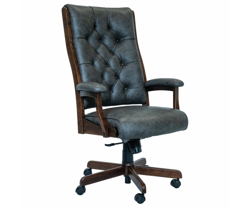 Executive Desk Chair: Dark Brown Diamond Tufted Traditional Office Seating