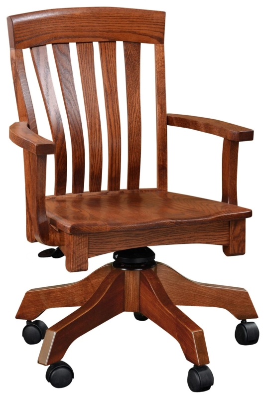 Executive Desk Chair Mission Style Slat Back Medium Brown