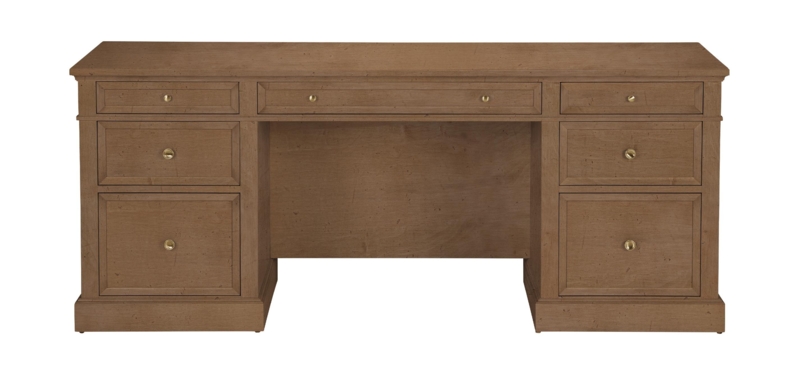 Executive Desk Charcoal Black Seven Drawers Antique Brass Hardware