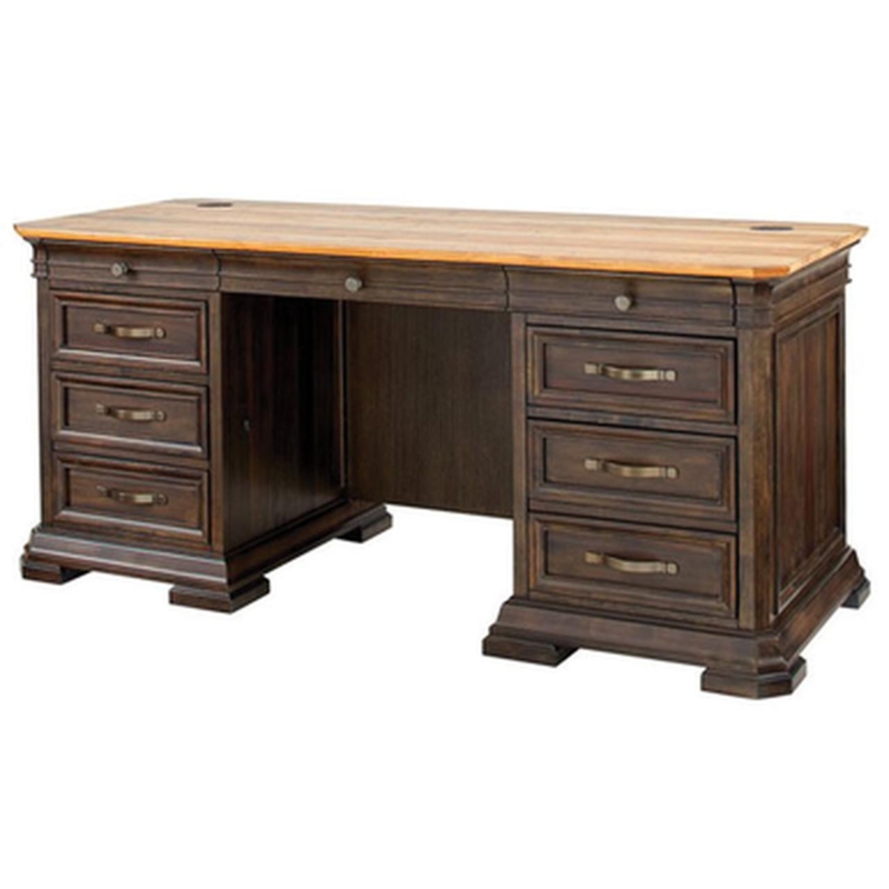 Executive Desk Dark Espresso Framed Modesty Panel Slim Hardware