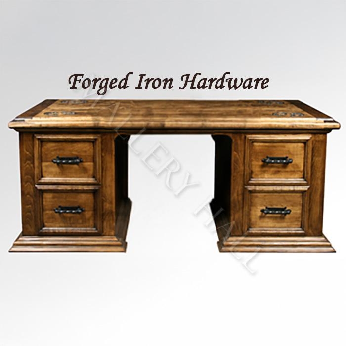 Executive Desk featuring Iron Quatrefoil Panels and Gothic Base Design.