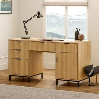 Executive Desk Fluted Detailing Keyboard Tray Modern