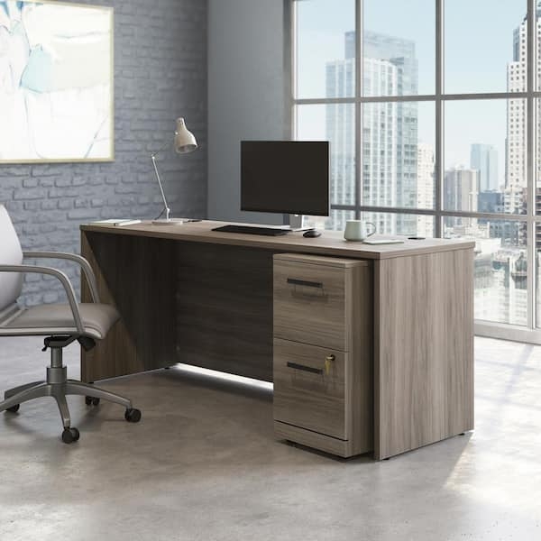 Executive Desk Hudson Elm Finish Modesty Panel Wire Management