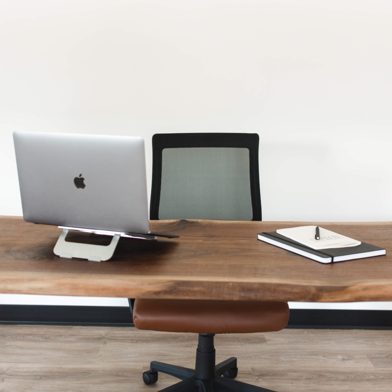 Executive Desk Live Edge Slab Black Steel Legs Industrial