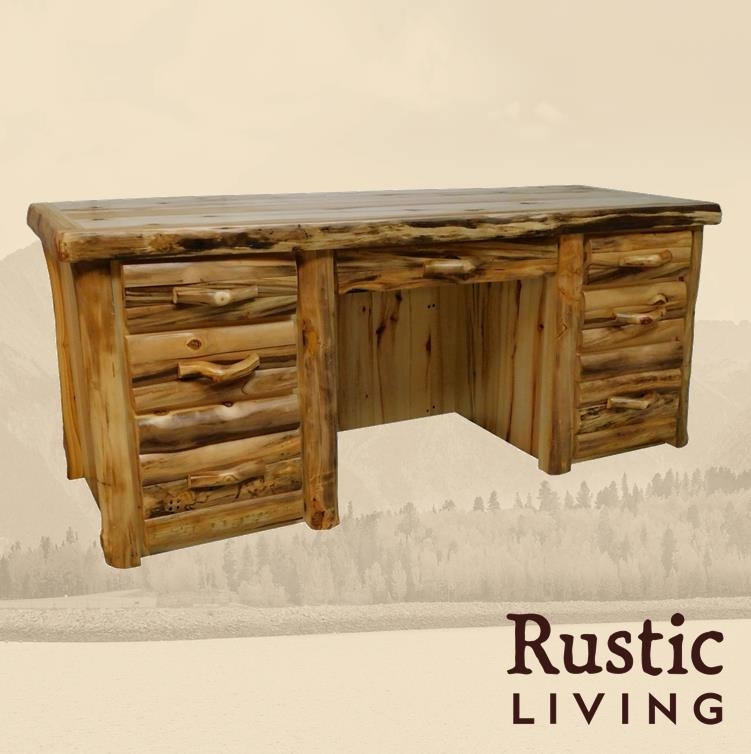 Executive Desk Log Corner Posts Log Drawer Pulls Gnarly Log