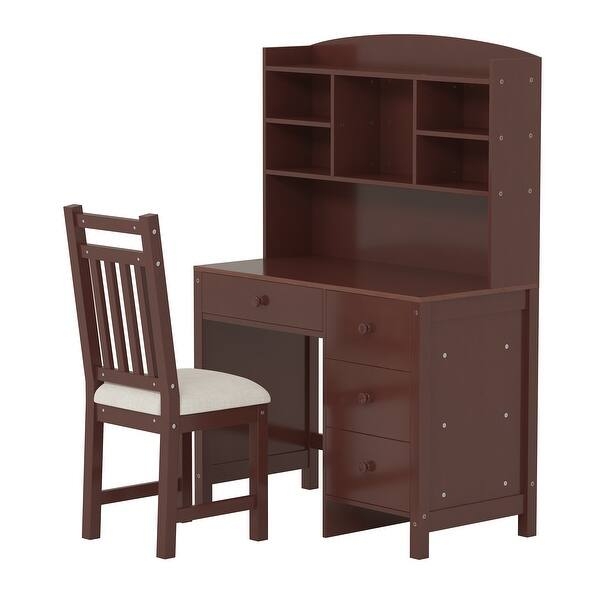 Executive Desk Minimalist Integrated Bookshelf Grey Chair Set