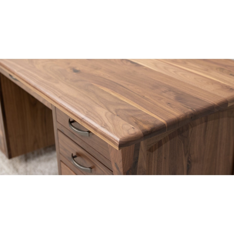 Executive Desk Paneled Sides Walnut Grain Traditional Rustic