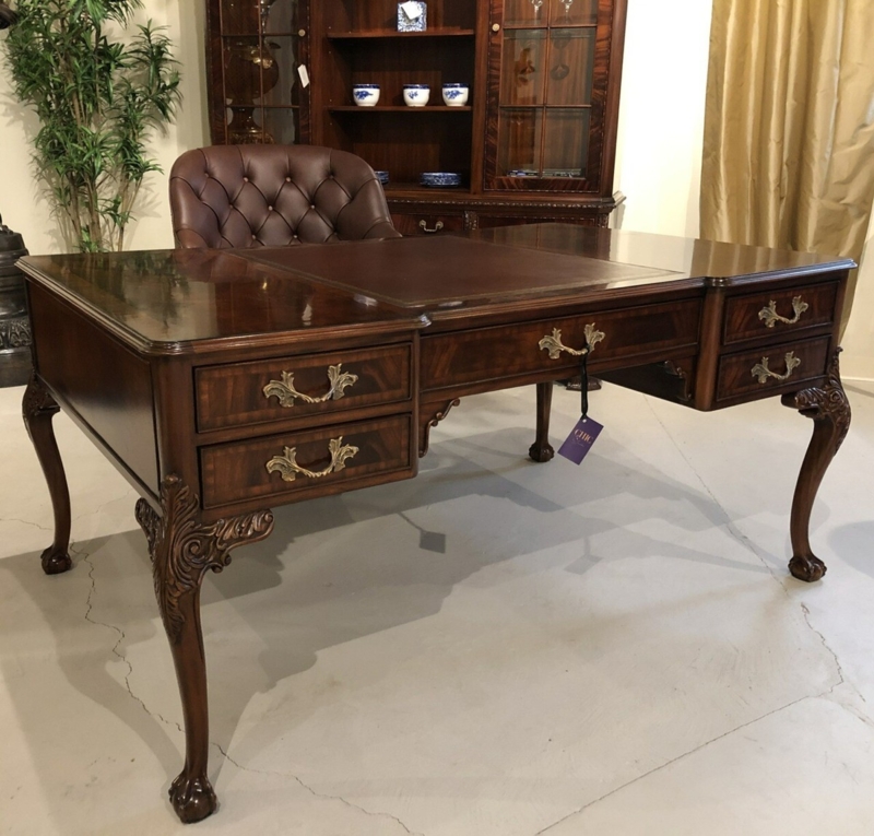 Executive Desk Partners Layout Ball and Claw Feet Mahogany