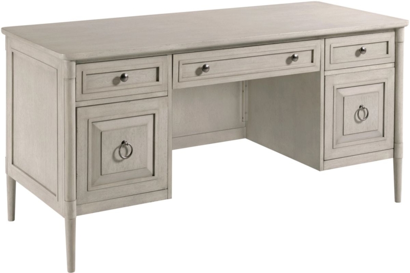 Executive Desk Patina Finish with 5 Drawers Pedestal Base