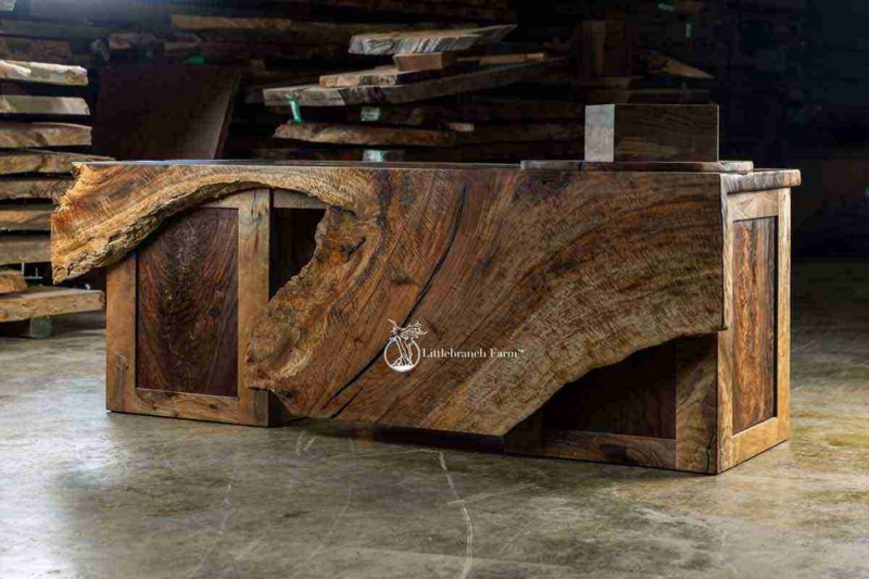 Executive Desk Rustic Organic Warm Brown Live Edge Top