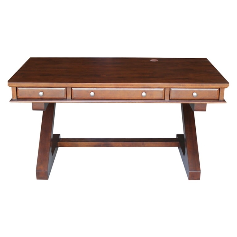 Executive Desk Set Matching Chair Shaker Legs Keyboard Tray Dark Finish