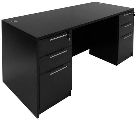 Executive Desk, Six Drawers, Symmetrical Pedestals, Modern Style