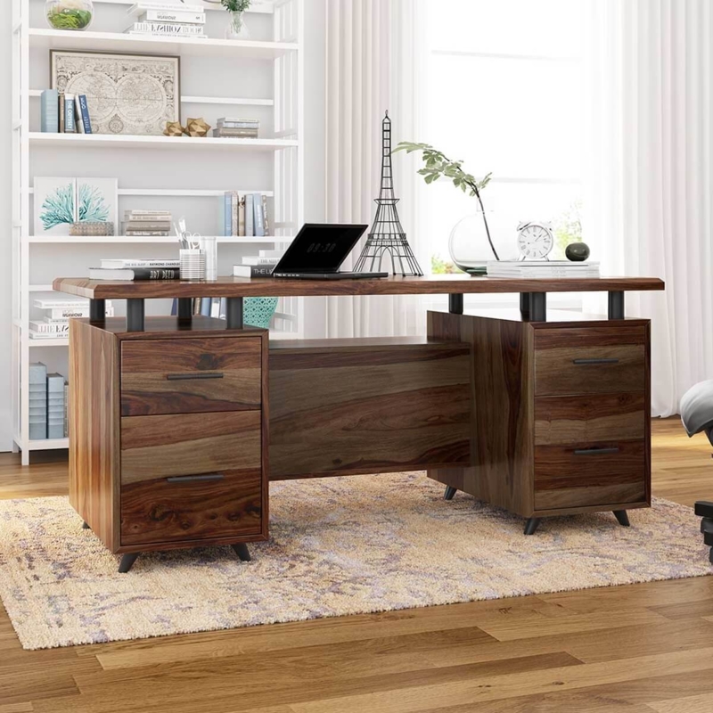 Executive Desk Slat Panel Detailing and Dual Sided Storage