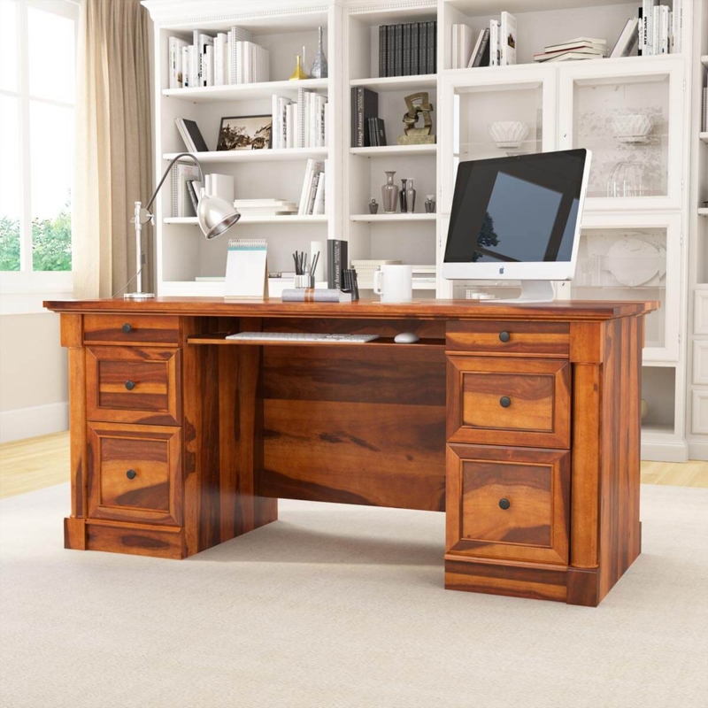 Executive Desk Traditional Paneled Ends Dual Pedestal Home Office